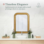 Hamilton Hills 36" x 24" Classic Gold Framed Polished Glass Top Round Corner Mirror - Thick Arched Top Rich Wall Mirror - Vanity for Bathroom Decor, Bedroom, Living Room - Hangs Horizontal or Vertical