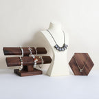 GemeShou Beige necklace storage hanger stand jewelry organizer, Velvet jewelry stand necklace holder, jewelry mannequin bust for necklaces, jewelry bust display stands【Beige-Large height 12 inch】