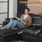 EASE MOOSE Oversized Modular Sectional Sofa, Waterproof & Scratch-Resistant Faux Leather Sofa with Deep Seat, Comfy L-Shaped Sofa with Storage Ottoman, Sectional Couches for Living Room, Black