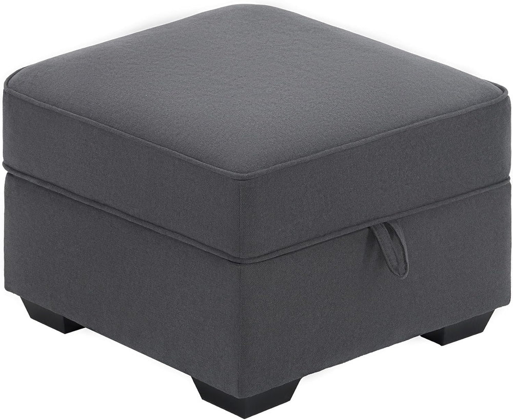 AMERLIFE Upholstered Storage Ottoman Footrest, Charcoal Grey | Storage Ottoma...