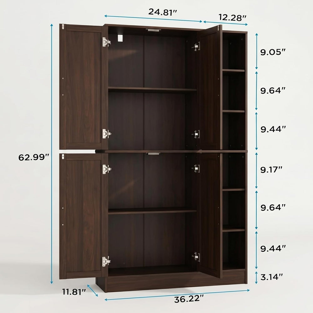holzart 63" Tall Kitchen Pantry Cabinet, Freestanding Dining Room Storag...