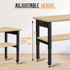 SPECRAFT Adjustable 2-Tier Workbench with 4 AC Outlet and 2 USB Ports Power Outlets, 2000 Lbs Capacity Heavy Duty Workbench, Rubber Wood Top for Garage, Workshop, Office（48x20in）