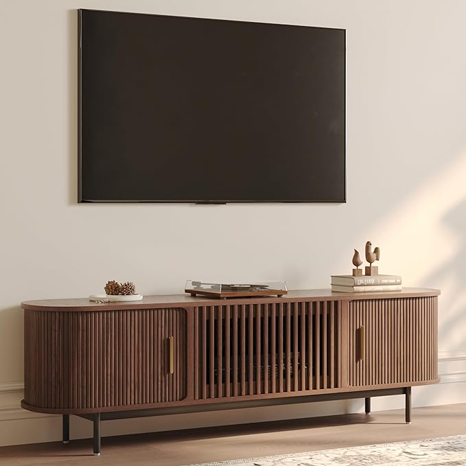 POVISON Fully-Assembled Mid Century Modern TV Stand for 65 inch TV, Sliding D...