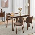 Dining Chair Set of 4, Leather Upholstered Dining Chair with Wood Legs, Wing Backrest, Wooden Kitchen Chair, Kitchen Chairs with Thick Cushions for Dining Room, Living Room, Taupe