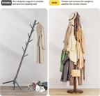 Taitiy Solid Wood Coat Rack Freestanding Coat Tree with 10 Hooks for Bedroom, Livingroom, Entryway, Sturdy Coat Hanger Stand for Hats, Coats, Scarves, Handbags, Purses