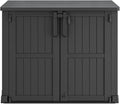 Horizontal Storage Shed, Outdoor Resin Storage Shed 36 Cu. Ft. Garden Extra Large Capacity Weather Resistant Storage Box, Lockabl Waterproof Shed for Garden Tools, Solid Black