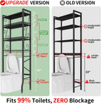 Over-The-Toilet Storage Rack 4-Tier,Bathroom Organizer Shelf Over Toilet,Adjustable Wooden Shelves and Basket,Freestanding Above Toilet Shelf,Space Saver for Rooms(Black Rack-Black Shelves)