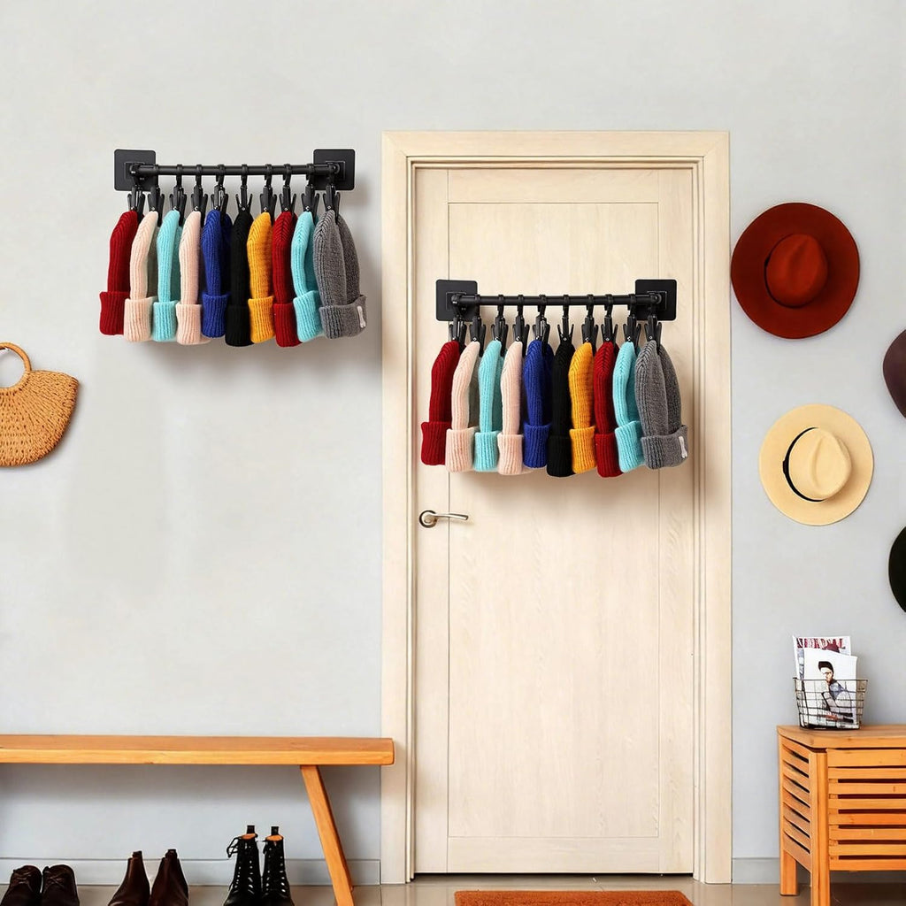 3 Pcs Beanie Holder Organizer for Door Knitted Hat Display Rack Wall Mounted Hat Storage with 30 Movable Clips Cap for Door Closet Wall Bedroom Entryway Storage