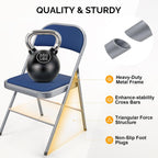 Bonnlo Folding Chair, Fabric Padded Folding Chairs with Cushion, Back and Steel Frame for Indoor Outdoor Outside Dinning Office Camping Use, Blue, 6 Pack