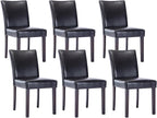 Watson & Whitely Dining Chairs Set of 6, Faux Leather Upholstered Armless Dining Room Chairs with Solid Wood Legs & Back Side Chair for Kitchen, Living Room, Restaurant, Black
