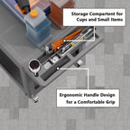 2 Tier Plastic Rolling Utility Cart on Wheels, Heavy Duty Tool Cart with Deep Shelves and 360° Swivel Wheels Holds up to 550 lbs, Service Cart for Garage, Warehouse, Cleaning (Grey-L-Flat Top)
