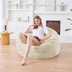 Bean Bag Chairs for Adults - Giant Bean Bag Chair Convertible Bean Bag Bed - Beanbag Chair with Micro Fiber Cover/Furniture Foam Filler - Floor Couch Sofa in Bedroom Dorm Room - Queen Beige