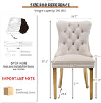 Mid Century Modern Dining Chairs Set of 2, Beige Velvet Upholstered Tufted Back, Kitchen & Dining Room Chairs, Gold Metal Legs, Nailhead Trim, Sillas para Comedor (Beige, 2 Pcs)