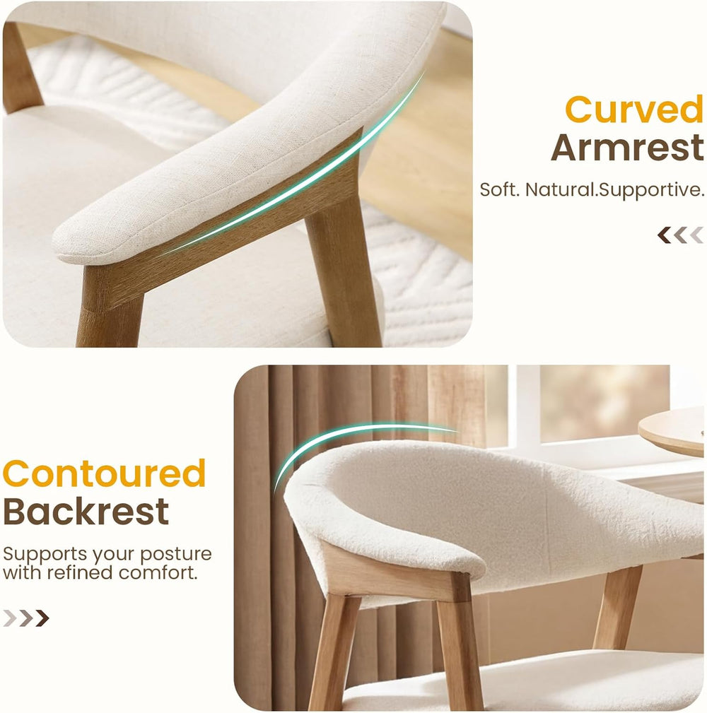 CIMOTA Upholstered Dining Chairs with Arms Set of 2, Mid Century Modern Kitch...