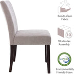 Watson & Whitely Upholstered Dining Chairs Set of 4, Fabric Armless Dining Room Chairs with Solid Wood Legs & Back Side Chair for Kitchen, Living Room, Restaurant, Gray