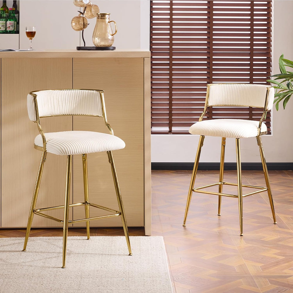 VINGLI Velvet Counter Height Bar Stools Set of 2, 26" H Counter Bar Stoo...