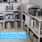 2 Pack Expandable Kitchen Storage Shelves,110LBS Heavy Duty Metal Shelving Unit and Storage for Pot Pans,Adjustable Stackble Small Storage Shelf Organizer for Kitchen Under Cabinet Pantry Garage,White