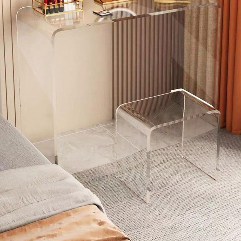 Acrylic 15 Inch Small Stool Set of 2,Multi-Use as Shower/Water-Resistant Stoo...