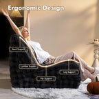 CAODOC Bean Bag Chair for Adults, Giant Oversized Fluffy Bean Bag for Fireside, Big Bean Bag Lounger Floor Chair for Home, Apartment, Gaming Venue, Dorm, Dark Gray