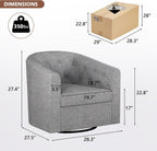 Simore Swivel Accent Chair for Living Room, Breathable Fabric Round Swivel Barrel Chair Armchair for Nursery Office Bedroom, Dark Gray