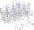 48 Packs Clear Small Plastic Containers Transparent Storage Box with Hinged Lid for Small Items Crafts Jewelry (2.12 x 2.12 x 0.79 Inches)