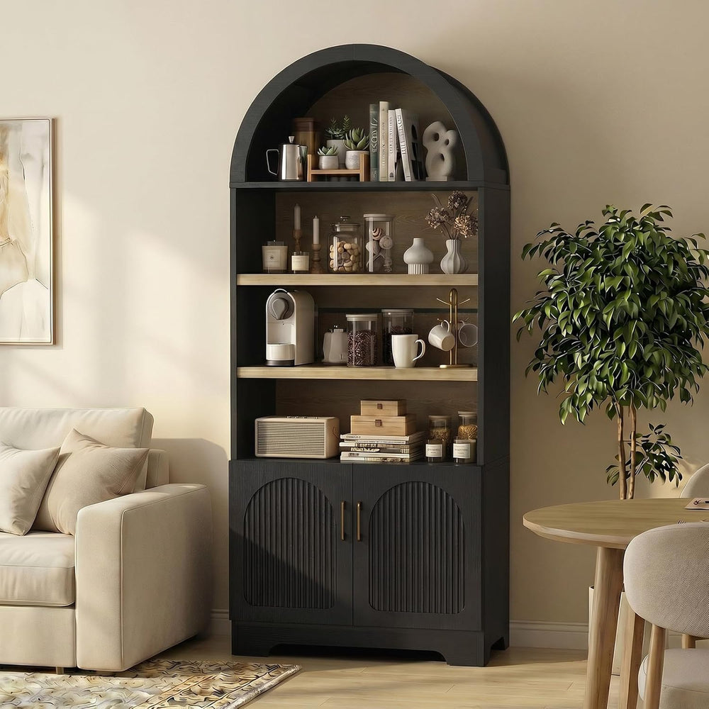 Bestier 71" Tall Arched Kitchen Pantry, Arched Cabinet with Doors, Moder...