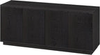 Henn&Hart Fluted TV Stand for TVs up to 65" with 2 Concealed Ribbed Storage Cabinets and Adjustable Shelves for Living Room, Family Room, or Office, Natural Black