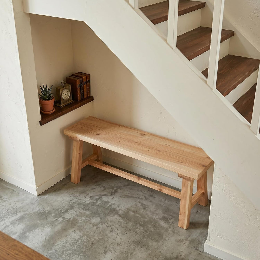 43" Farmhouse Solid Wood Bench Narrow Dining Bench Heavy Duty Entryway B...