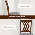Giantex Upholstered Dining Chairs Set of 2, Farmhouse Fabric Side Chairs w/Cushioned Seats, Patterned Backrests, Sturdy Rubber Wood Frames, Wooden Accent Chairs for Kitchen, Dining Room