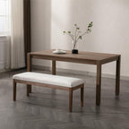 chairus Padded Entryway Bench Linen Upholstered Dining Table Benches Farmhouse Shoe Bench Seat for Hallway Bedroom End of Bed Vintage 45.5" Wooden Leg Benches for Kitchen Restaurant Window, Beige