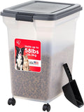 IRIS USA Dog Food Storage Container 40 lbs, Attachable Wheels, & Included Scoop, for Dog Cat Birds and other Pets, Food Storage Bin, Keep Fresh, Easy Mobility, BPA Free - Made in the USA, Dark Gray