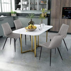 6 PCS Faux Leather Dining Chairs, Mid Century Modern Leisure Upholstered Chair with Metal Legs for Kitchen Living Room Gray