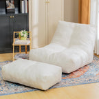 Cvortll Bean Bag Chair with Ottoman, Comfy Bean Bag Sofa with Memory Foam, Lazy BeanBag Sofa with Footstool, Fireside Bean Bag Couch for Living Room, Bedroom, Apartment