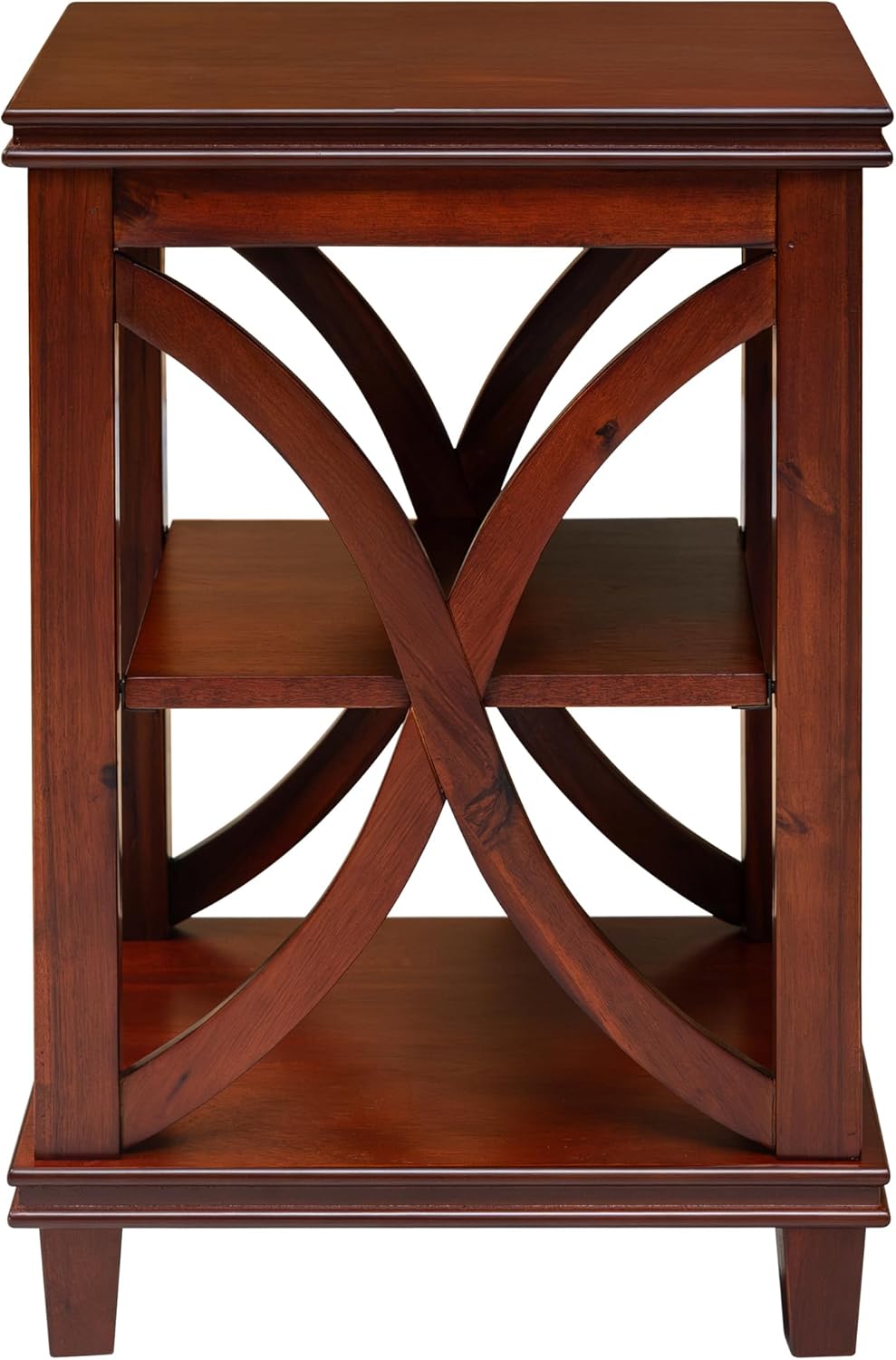 eHemco Solid Wood Square End Table with Storage Shelves, 3-Tier Accent Side T...