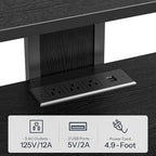 HOOBRO 4-Tier AV Media Stand, Media Console with Charging Station and LED Light, Wooden Stereo Cabinet, Corner TV Stand, Record Player, Entertainment Device Stand, Black BB42UDCJ01