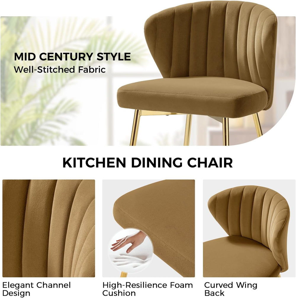 TINA'S HOME Velvet Dining Chairs Set of 2, Modern Upholstered Side Chair ...