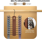 ZEDODIER Wooden Tie Rack, Tie Hanger for Men Closet, 20 Storage Capacity, Non-Slip Rotatable Tie Organizer, Hanging Space Saving Holder, Vintage