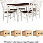 Crosley Furniture Shelby 7-Piece Traditional Dining Table Set for 6, Dinner Tables with Kitchen Chairs, Distressed White