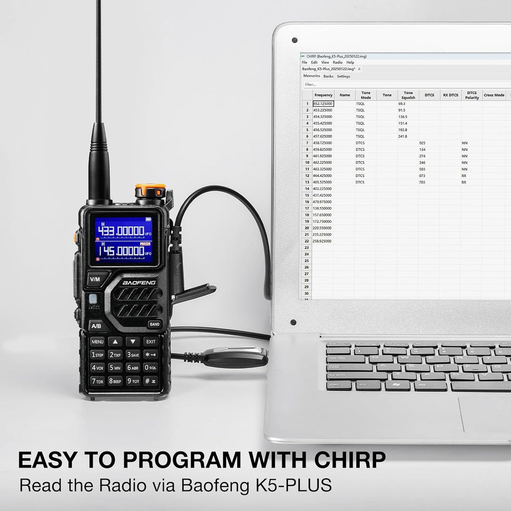 BAOFENG K5PLUS 10W Ham Radio with Speaker Mic & Programming Cable [2 Packs]