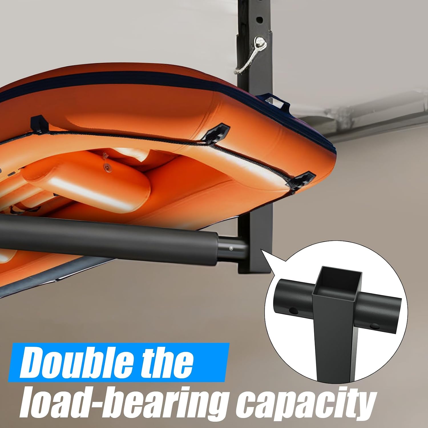 Stainless Steel Ceiling Storage Rack, 10"-18" Height Adjustable,Kayak Overhead Garage Storage Rack, Holds 100 lbs, for High-Altitude Storage of Kayaks, Surfboards, Canoes, Skis, and Ladders