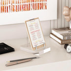 Acrylic Easel Display Stand with Adjustable Silver-Toned Hardware for Pictures, Crystal Clear Acrylic Stand with Floating Appearance for Cookbook, Invitation and Plates, 2-Packs