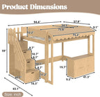 Full Over Full Loft Bed with Storage Stairs and Pretend Store Counter (Full)