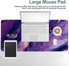 Purple Gaming Mouse Pad 35.4"x15.7"Desk Mat Anti-Slip Rubber Base & Durable Stitched Edges for Gamers Smooth Mouse Writing Surface for Desk Office/Home
