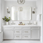 MZON 30x36Inch Brushed Nickel Bathroom Mirror, Large Rectangle Wall Mirror for Bathroom or Living Room, Anti-Rust Frame & Tempered Glass, Horizontal/Vertical Mount - Timeless&Elegance Wall Decor