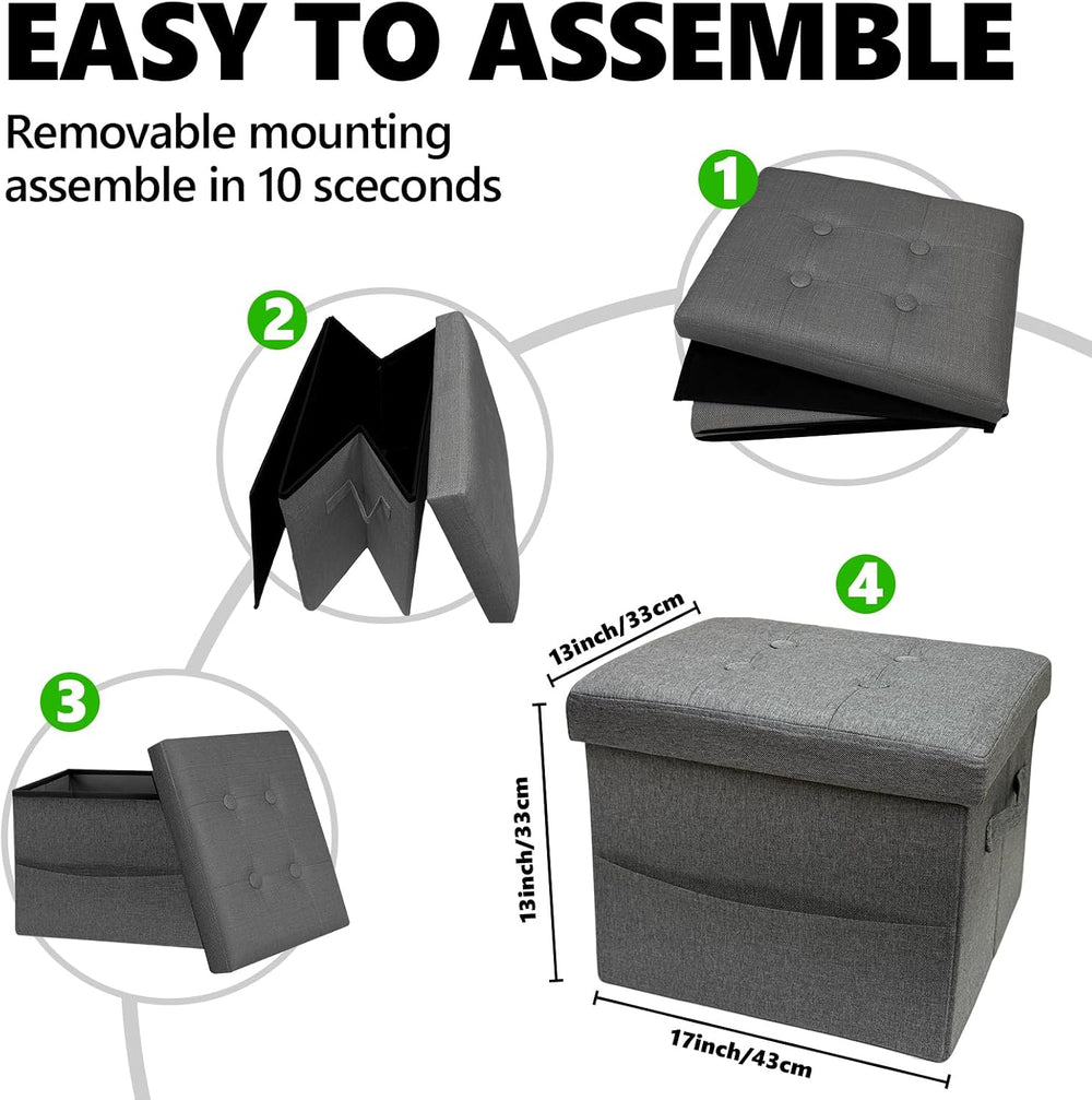 ALASDO Storage Ottoman Footrest Stool Small Ottoman with Storage Foldable Ott...