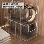 Drawer Belt Organizer for Men –Semi-clear Belt Storage Box for Dress & Leather Belts, Closet Drawer Organization, Holds Up to 10 Belts