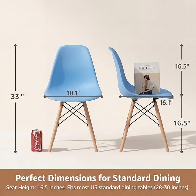 Furmax Modern Style Dining Chair Mid Century Modern DSW Chair, Shell Lounge Plastic Chair for Kitchen, Dining, Bedroom, Living Room Side Chairs Set of 4