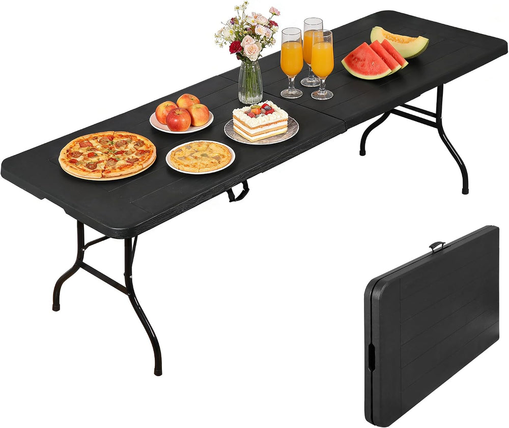 Portable Folding Table, Heavy Duty Plastic Event Picnic Table Indoor Outdoor ...