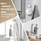 Suction Cup Hooks for Shower No-Drill Bathroom Hooks for Towels, Robes, Loofah Mountable on Bathroom Walls, Kitchen, Glass, Mirrors,Tile,Smooth Non-Porous Surfaces,Removable,4pcs,Chrome Polished