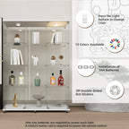 Beauty4U Glass Display Cabinet with LED Lights, Extra Large 3 Columns 2 Doors Curio Cabinets with 12 Shelves for Living Room, Bedroom, Office, White Floor Standing DIY Glass Bookshelf